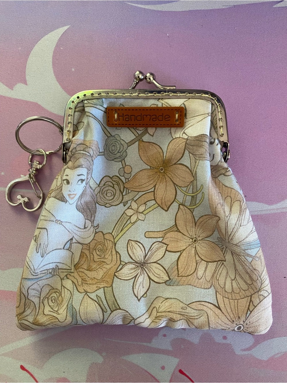 Handmade Disney Belle Floral Coin Purse